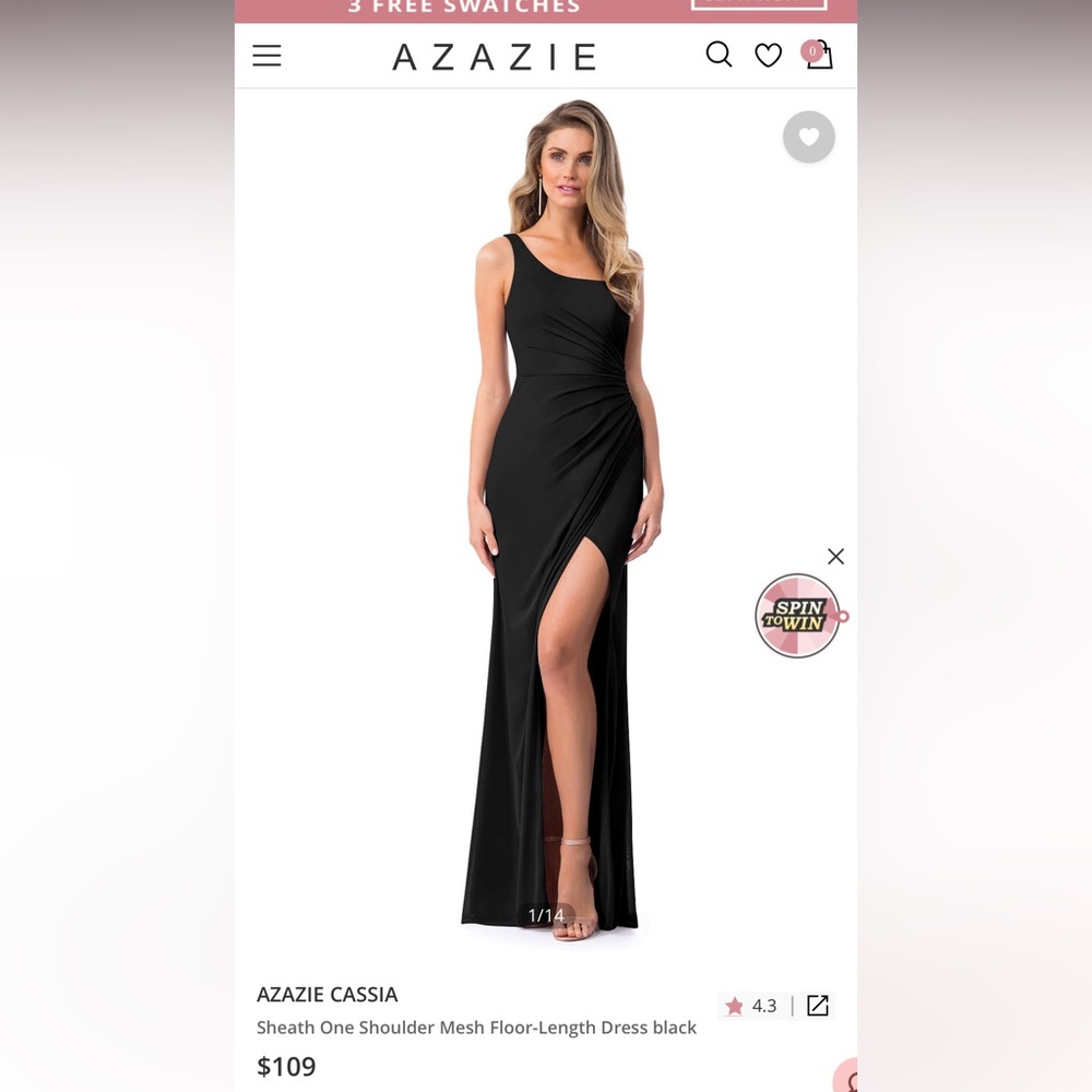 Azazie Cassia Black Size 6